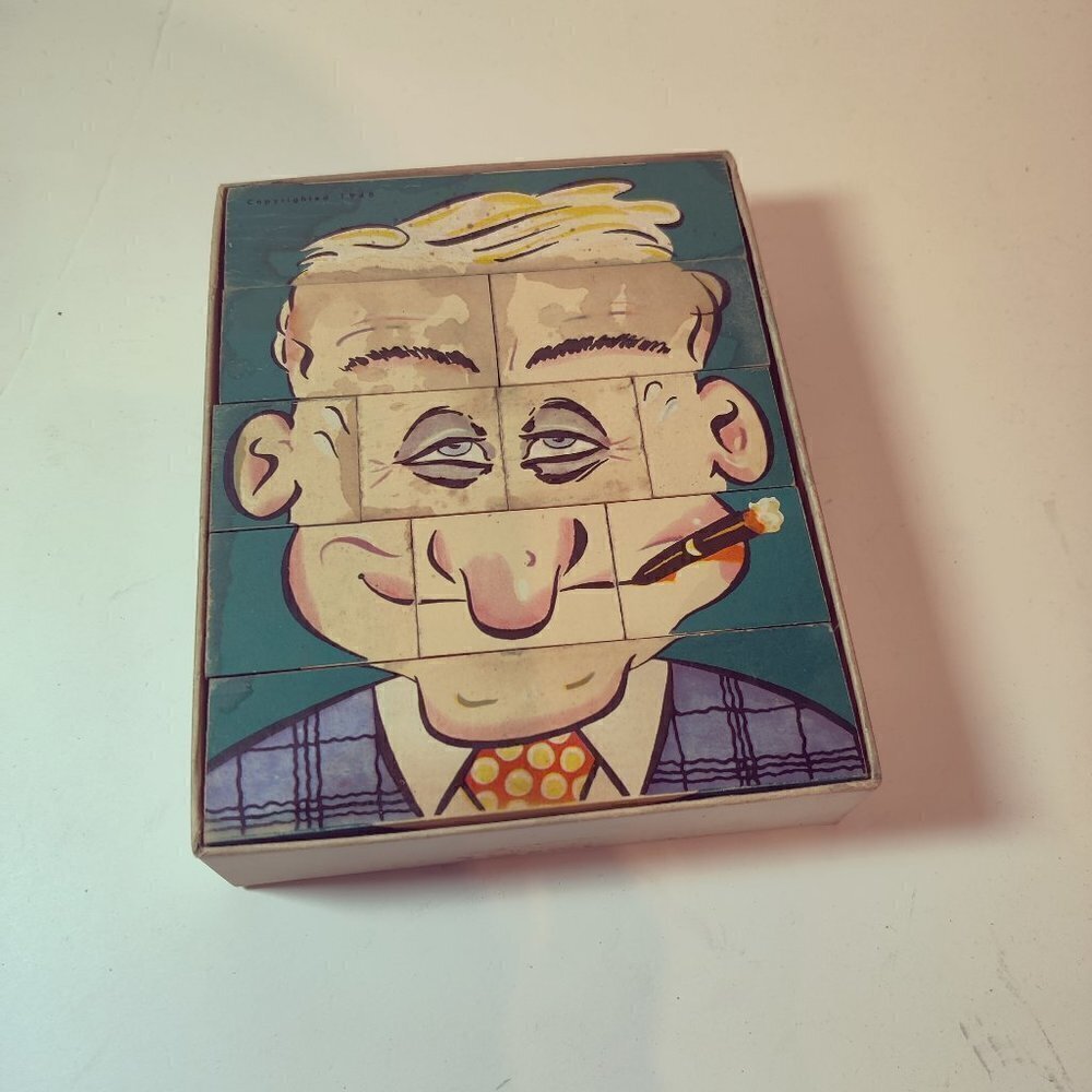 Changeable Charlie Game,1948 original box. Chidhood fun. Makes 4,194,304 faces